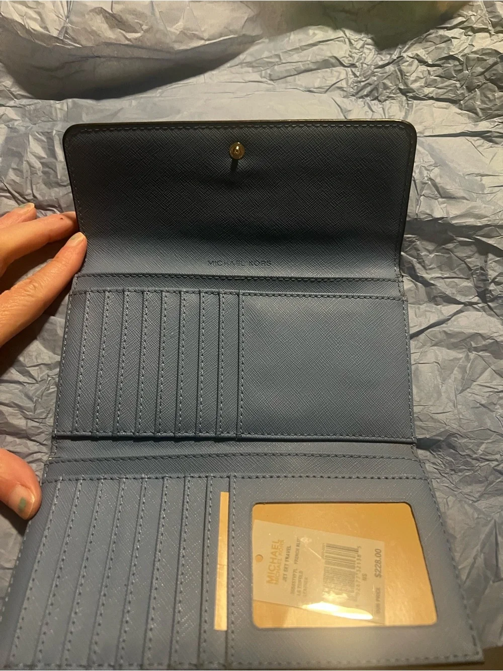 Michael Kors Jet Set Travel Large Trifold Wallet – French Blue